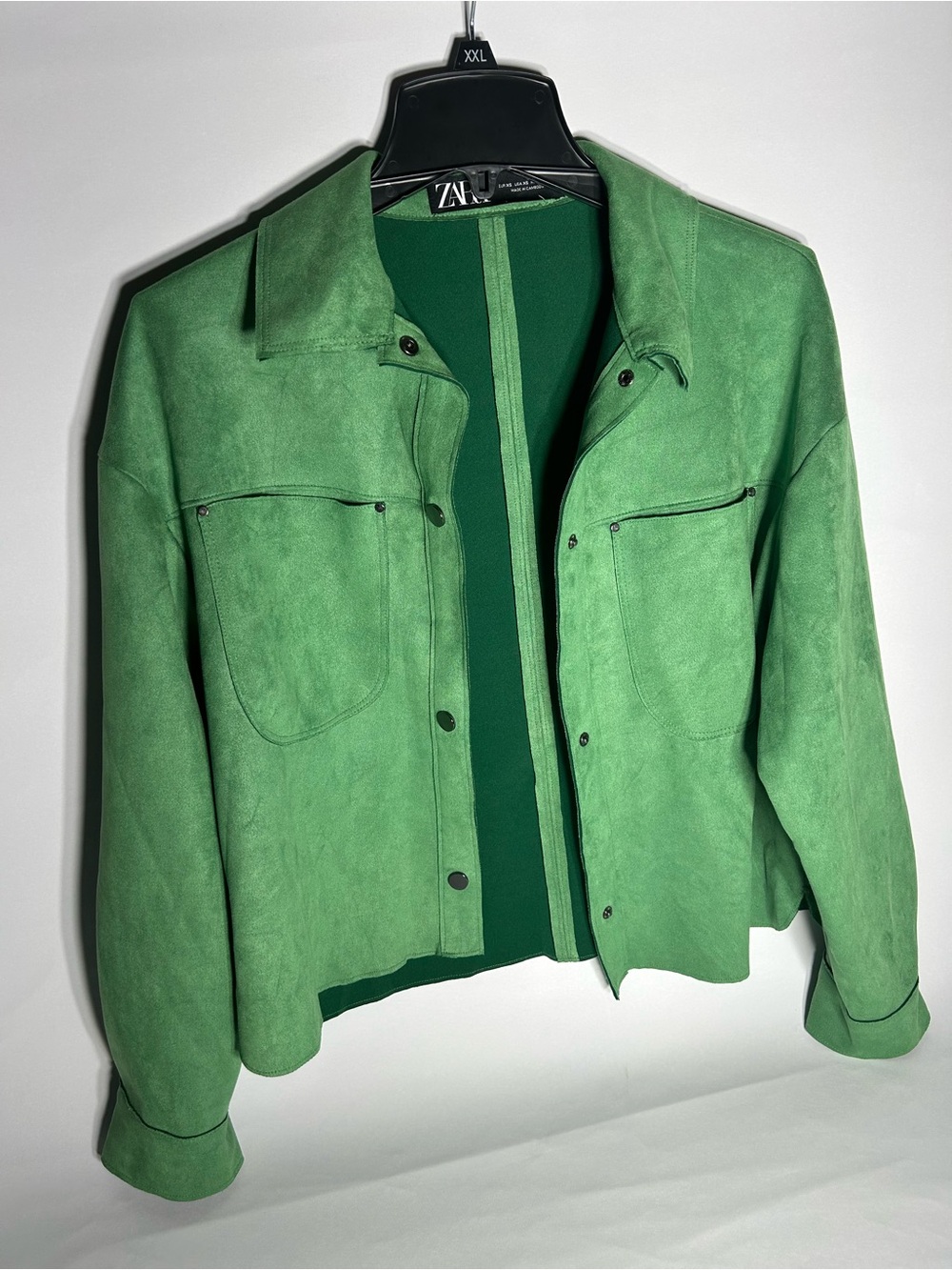 ZARA Green Suede Shirt Jacket